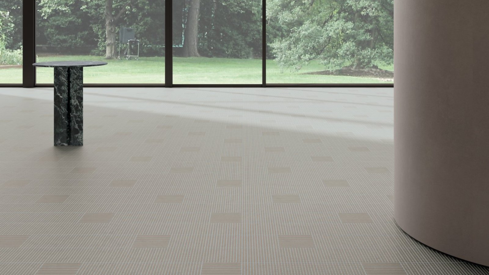 Feinsteinzeugfläche Fringe von Mutina mit gravierten Segmenten