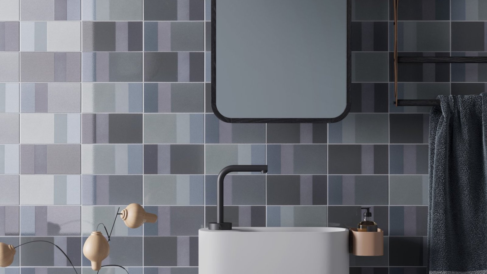 Diarama-Fliesenwand von Mutina mit malerischem Effekt
