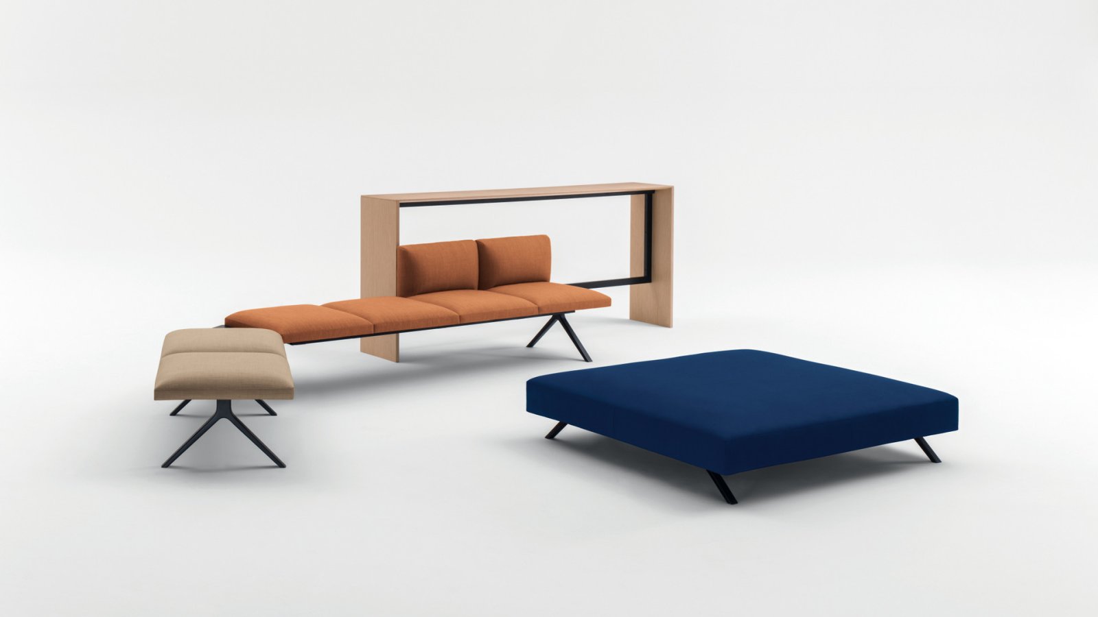 Modulares Kiik Sofa von Arper in einer Empfangszone