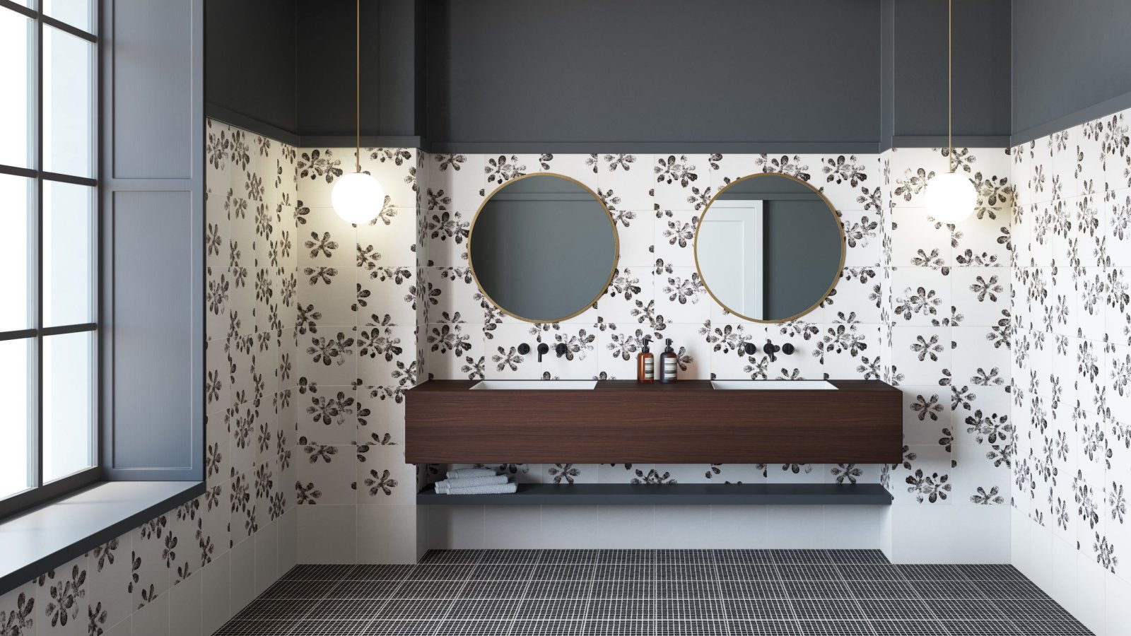 Chymia-Feinsteinzeugboden von Mutina mit Schwarz-Weiss-Texturen