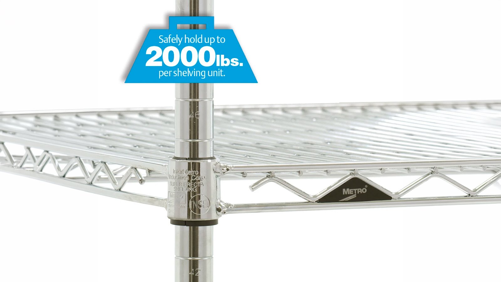 Super Erecta Drahtregal von Metro in Chrom mit verstellbaren Böden