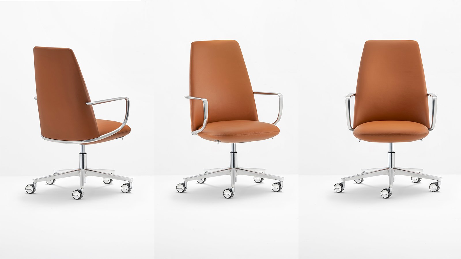 Chefsessel Elinor 3755 von Pedrali mit poliertem Untergestell