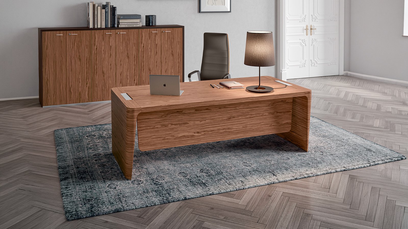 X10 Schreibtisch von Quadrifoglio in Rigatino-Ebenholz