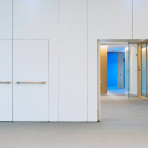 Fachwerkträger und abgehängte Deckenschiene der PMI-Wand