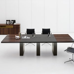 Ar.tu Besprechungstisch mit Platte in Holz und Leder