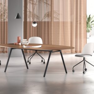 U-Knoten aus Aluminiumguss am Lay-Schreibtisch in Blau