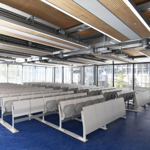 Schreibpult des Systems Omnia Evolution mit fester Platte