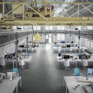 Besprechungsraum einer Bank mit Arper Nuur Tisch und Stühlen