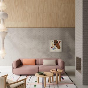 Hocker und Dormeuse Shaal in einer Wohnlounge