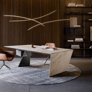Designer-Schreibtisch Nasdaq von Cattelan Italia mit diagonalem Stahlbein