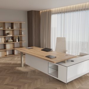 Cloud Chefschreibtisch mit Holzplatte, 200 × 100 cm