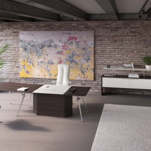 Chefbüro in Zürich mit Designer-Schreibtisch Genesis und Schränken von Codutti