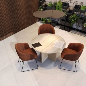 Römischer Travertin auf der Platte des Ginza Konferenztischs, Detail