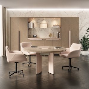 Schrank Mithos mit Glastueren und Lederdeckel
