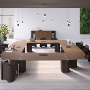 Sessel Coupè aus gelochtem Leder am Schreibtisch AlfaOmega