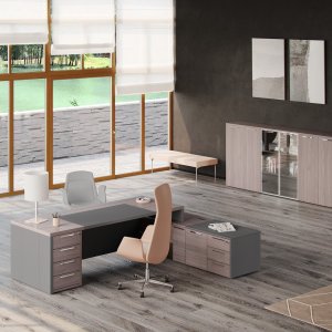 Multifunktionsanbau des Schreibtischs One mit PC-Fach und Taschenfach