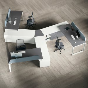 Glasplatte des Loft-Schreibtischs