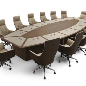 Corniche Konferenztisch von i4Mariani in geflammtem Nussbaum