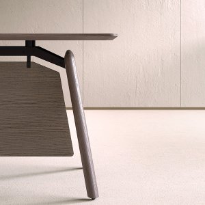 Rail Glasvariante mit integriertem Holzregal 220 cm