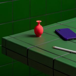Empfang mit farbiger Din-Wand von Mutina