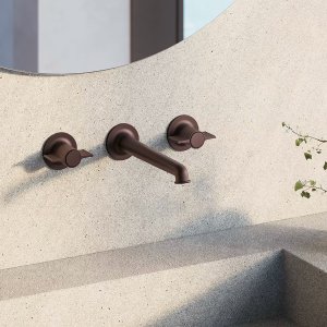 Lavabo mit drei Löchern: Flora von Fantini in Chrome, Griffe mit einem Flügel
