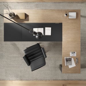 Sliding Top in Skill-Kunstleder auf dem Ono Chefschreibtisch