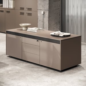 Knieblende in mattem Lack am Spike Schreibtisch