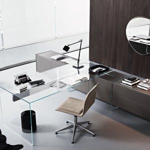Designer-Schreibtisch Air Desk von Gallotti & Radice aus transparentem Kristall