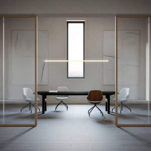 Hito Konferenztisch mit zentraler Säule und Stahlfuss