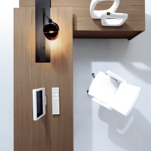 New Loop Chefschreibtisch in Weiss glänzend mit schwarzer Zarge