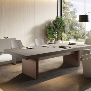 Las Mobili Jera Besprechungstisch 2'800 mm Noce Bali — Flip-Top-Kabelkanal, Konferenzzone Direktionsbereich