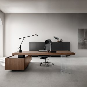 Kyo Schreibtisch mit 70 mm starker Nussbaumplatte