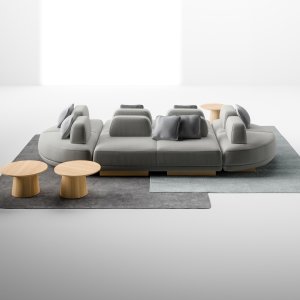 Sofarücken in U-Form 196 × 98 cm auf einem Sitz von Node+