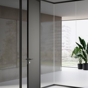 Doppelt verglaste Mood-M2-Trennwand um ein Sitzungszimmer