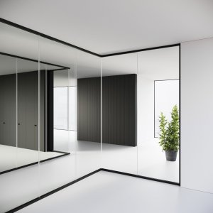 Mood-MN-Trennwand mit verdeckten Omega-Profilen in Boden und Decke