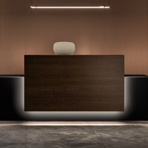 Empfangstheke Lux von Bralco in einer Schweizer Geschäftslobby