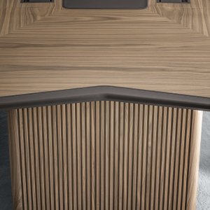 Tisch von oben mit Boxenverteilung