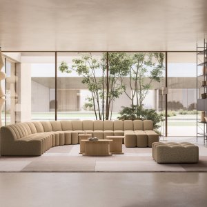 Gebogene Komposition des Systems Array in einer Lobby