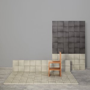 Aurore Charcoal neben Light Blue Grid L im Kontrast