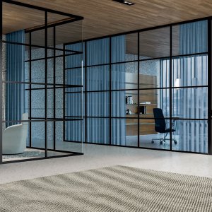 Besprechungsraum mit Glastrennwand K42 von Frezza