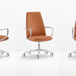 Chefsessel Elinor 3755 von Pedrali mit poliertem Untergestell