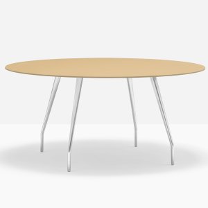 Der runde Rizz Tisch mit 159 cm Durchmesser und Platte aus Marmoragglomerat