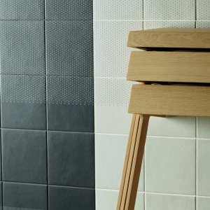 Tape Kollektion Muster Zigzag Blue in glasiertem Feinsteinzeug
