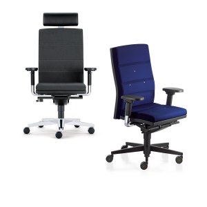 Bürodrehstuhl mr.24 von Sedus in blauem Stoff mit hoher Rückenlehne