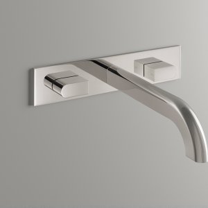 Sixty Designarmaturen von CEA Design in Black Ivory mit Marmorwaschbecken
