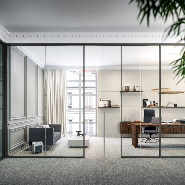 Geplantes Büro mit Workstations und Akustikkabinen von Quadrifoglio
