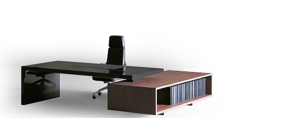 Schreibtisch mit Anbautisch und Sideboard