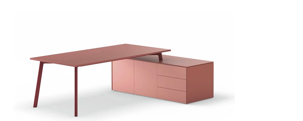 Schreibtisch mit Anbautisch und Sideboard