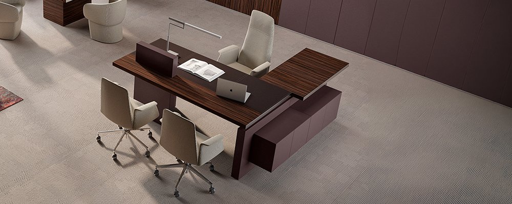 Schreibtisch mit Anbautisch und Sideboard